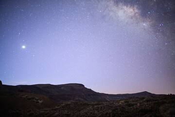 Fototapeta na wymiar stars at night in el teide tenerife