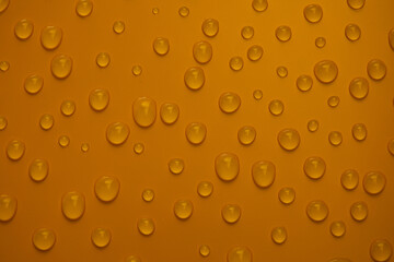 Abstract water drops on orange bronze background, macro, Bubbles close up