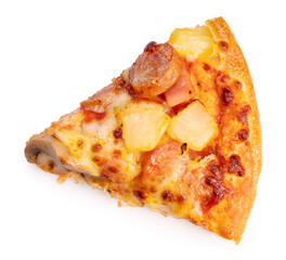 Mushroom and Sausage Pizza with cheese isolated on white background, Pizza on white background With clipping path