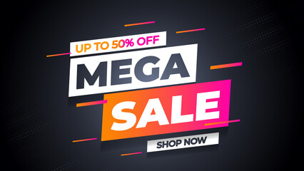 Sale banner template design, Mega sale special offer. 