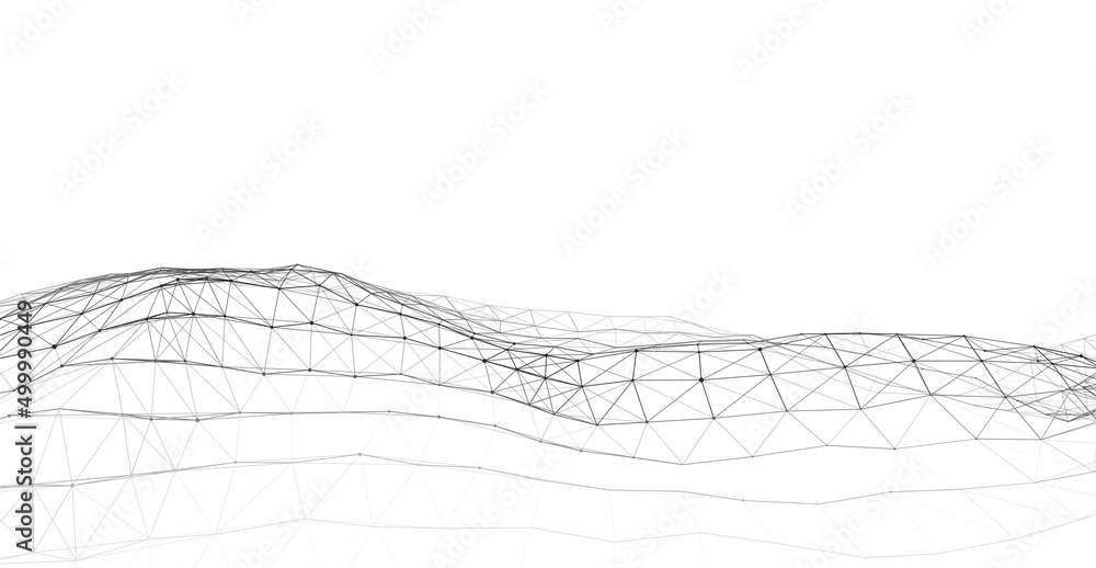 Poster technological wave of dots and lines. technology background concept. big data visualizations. networ