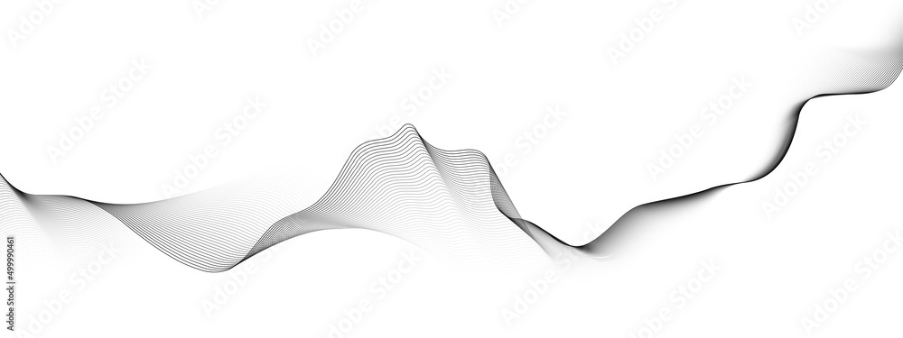 Poster abstract black smooth wave on a white background. dynamic sound wave. design element. vector illustr
