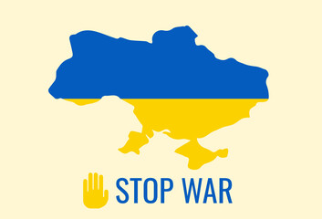 Obraz premium stop war in Ukraine map and flag vector design