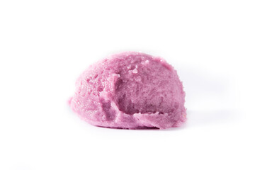 Blueberry ice cream scoop isolated on white background