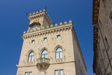 Fototapeta na wymiar Palazzo Pubblico in sunny day in San Marino