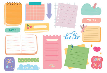 Cute hand drawn planner, journal, notepad, paper vector illustration - 499993603