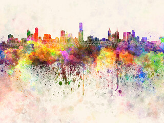 Melbourne skyline in watercolor background