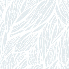 Abstract seamless pattern with water waves, flower, wind or floral elements. Universal vector background with natural tune. Light gray and white colors