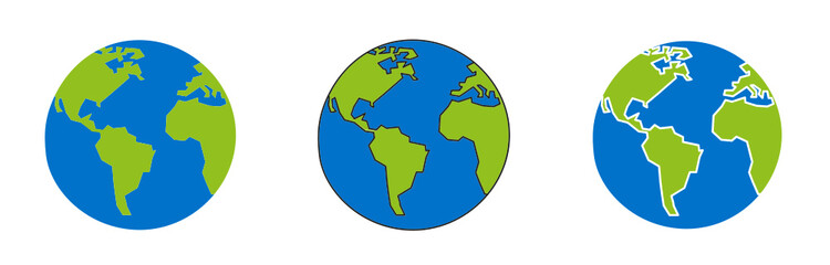 Fototapeta na wymiar Earth globe isolated on white background. Flat planet Earth icon. Vector illustration.