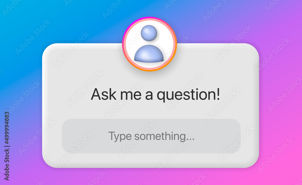 Poster instagram question sticker. ask me a question. social media element on gradient background