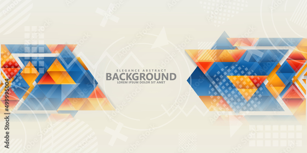 Poster modern abstract triangle background with combination hipster ornament. vector illustration