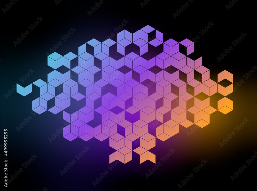 Aufkleber Abstract neon color hexagon background with light effect