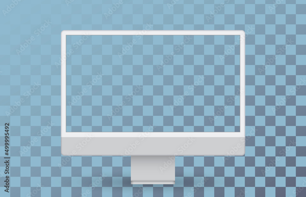 Poster Desktop pc vector mocup. monitor display with blank screen isolated on transparent background. Vector