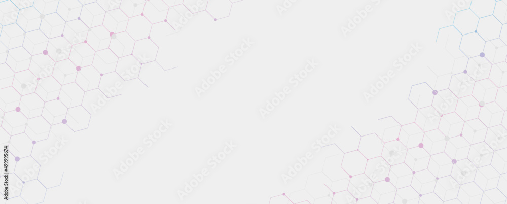 Poster Vector banner design, white background with hexagon pattern.
