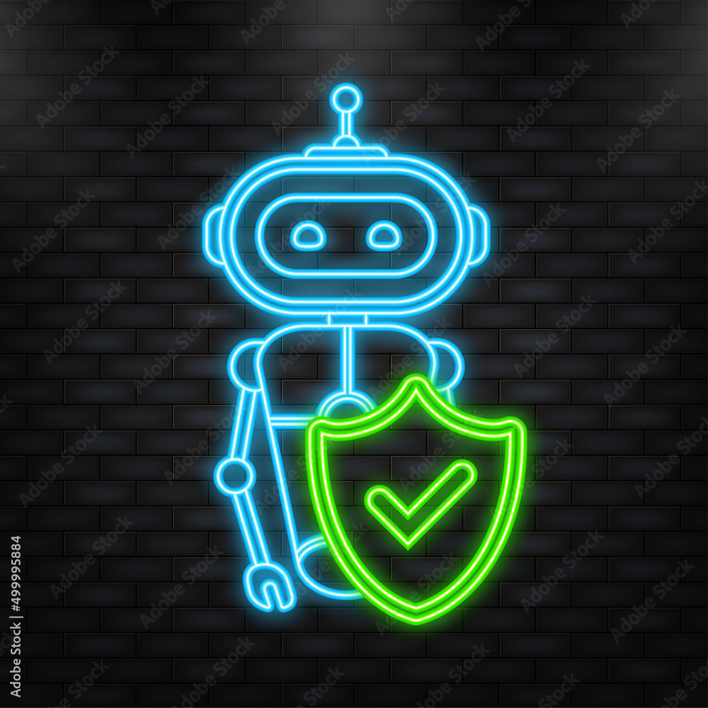 Aufkleber neon icon. chatbot icon concept, chat bot or chatterbot. robot virtual assistance of website or mobi