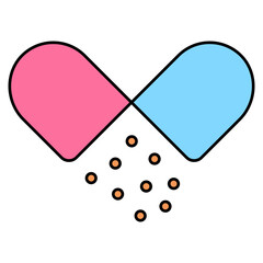 A unique design icon of open pill