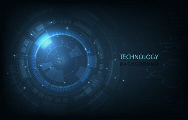 Hi-tech connection innovation background. Futuristic  technology on dark blue background.