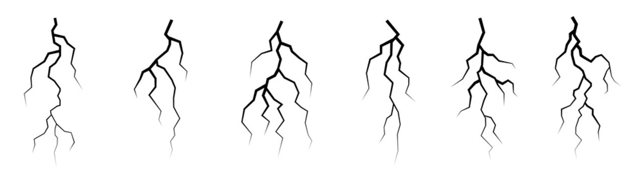Lightning silhouettes set vector icon