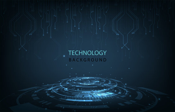  Hi-tech communication innovation background. Futuristic  technology on dark blue background.