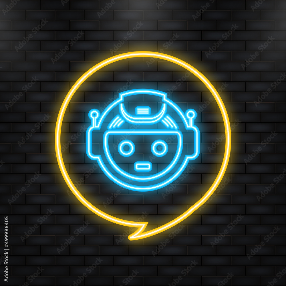 Poster chatbot icon concept, chat bot or chatterbot. robot virtual assistance of website or mobile applicat