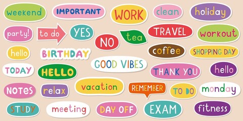 Planner stickers, vector set