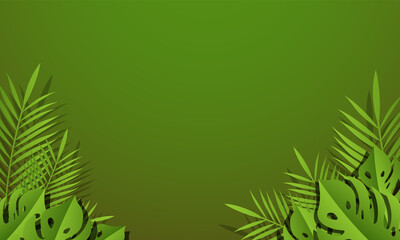 Hello Summer concept background design abstract illustration with exotic leaves. Summer background and banner