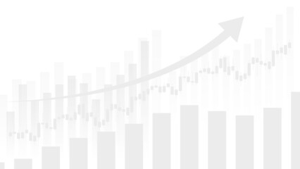 Fototapeta premium Financial business statistics with bar graph and uptrend arrow above candlestick chart show stock market price and effective earning on white background 