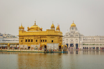 Naklejka premium The Golden Temple or Harmandir Sahib, abode of God&nbsp; gurdwara located in the city of Amritsar, Punjab, India. Preeminent spiritual site of Sikhism