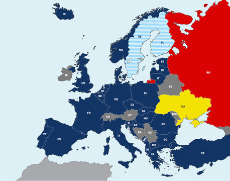Vector map of Europe with all Nato members