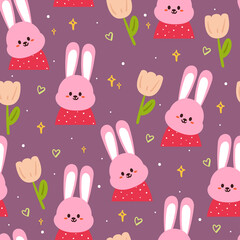 seamless pattern hand drawing cartoon bunny and cute element. for fabric print, textile