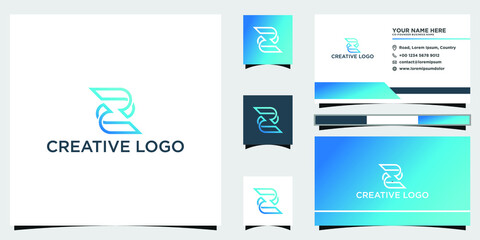 Letter Z logo design template,Technology abstract with business card