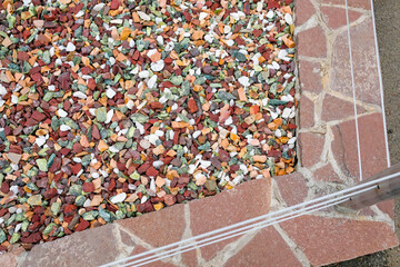 Small colored natural stones for the landscape