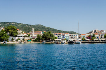 Fototapeta na wymiar Panorama of the tourist island of Skiathos in Greece.