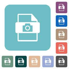 raw camera file type rounded square flat icons