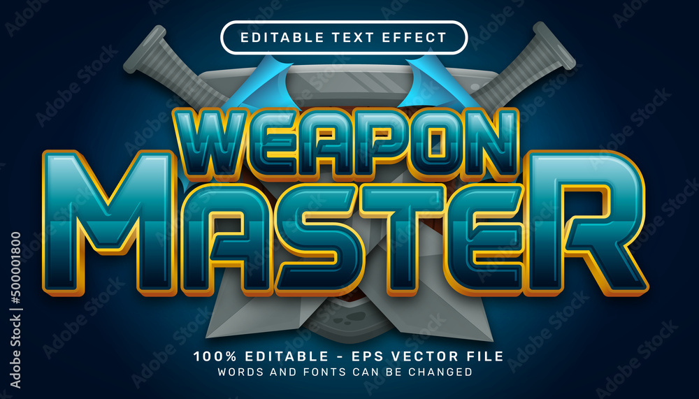 Poster weapon master 3d text effect and editable text effect