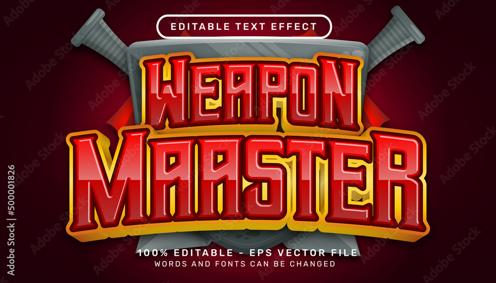 Poster weapon master 3d text effect and editable text effect
