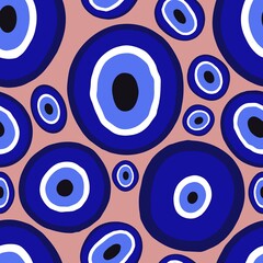 Summer seamless magic evil eye pattern for fabrics and packaging and gifts and cards and linens and wrapping paper