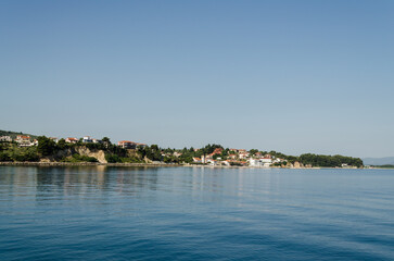 Naklejka na ściany i meble Panorama of the tourist island of Skiathos in Greece.