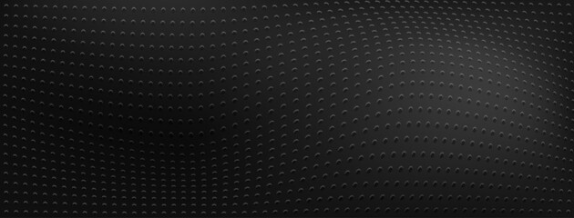 Abstract halftone background with curved surface made of small dots in black colors