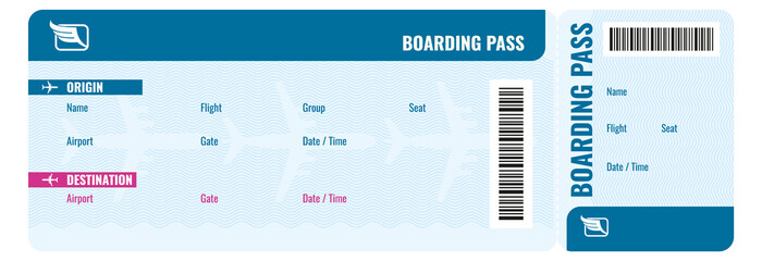 Boarding pass template. Plane ticket. Transport card - obrazy, fototapety, plakaty