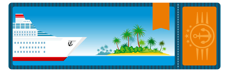 Cruise travel ticket template. Ship boarding pass - obrazy, fototapety, plakaty