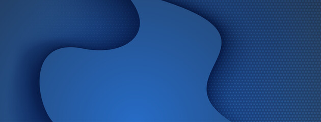 Abstract background with curved shapes and halftone dots in blue colors