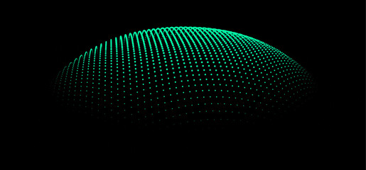 Bubble swelling as mountain. Hill, spherical protrusion. Hemisphere from dots..