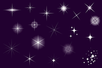 Various Sparkles, Glow and Glitter Set. Vector Resources for Graphic Design and Illustration