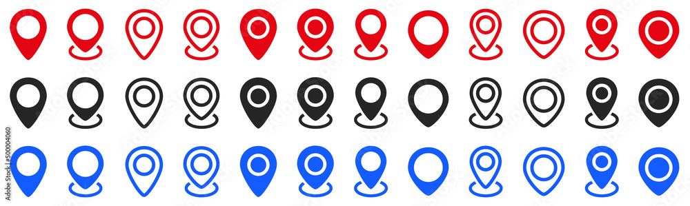 Fototapete pin map marker pointer icons set. location pointers, modern map markers. location maps pin icon, gps