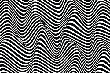 Black and white wave background. Stylish dynamic striped surface. Abstract smooth swirl pattern texture
