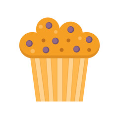 Muffin color vector icon. Flat cupcake illustration. Cake dessert design.
