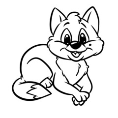 Fototapeta na wymiar Kind cat lies coloring page cartoon illustration