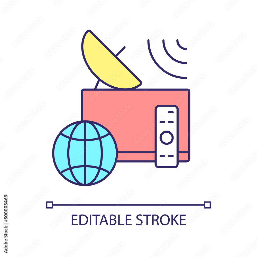 Poster digital television rgb color icon. advanced broadcasting technology. capturing radio frequencies. is
