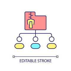 Archiving employee data RGB color icon. Storing staff data. Maintain HR records. Information management. Isolated vector illustration. Simple filled line drawing. Editable stroke. Arial font used